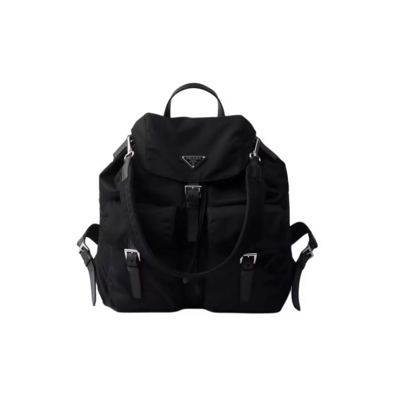 PRADA Re-Nylon silver hardware accessories backpack for men in black